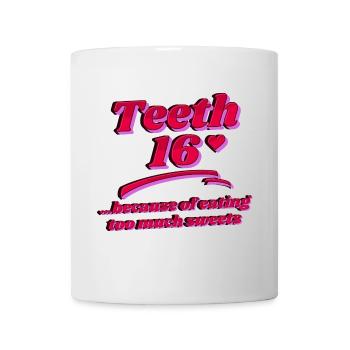 Lustig Süßigkeiten Naschkatzen Statement Zucker - Tasse - Weiß - Vorne