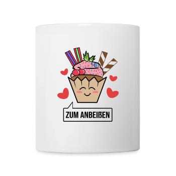 Süßigkeiten Statement Herz Nachspeise Naschen - Tasse - Weiß - Vorne