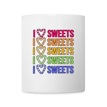 Herz Statement Ich Liebe Süßigkeiten Naschkatzen - Tasse - Weiß - Vorne