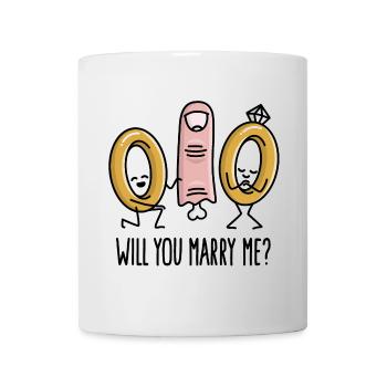Will you marry me marriage proposal wedding rings - Mug - white - Front
