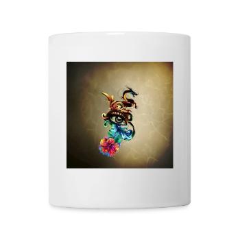 Beeindruckendes Auge mit Uhr und Drache. - Tasse - Weiß - Vorne