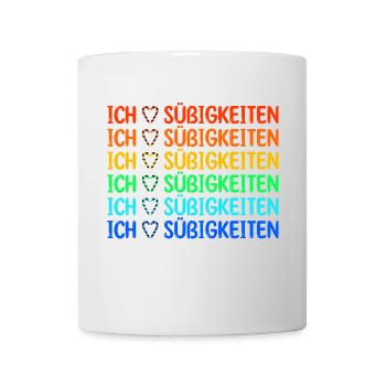 Nachspeise Lecker Statement Ich Liebe Süßigkeiten - Tasse - Weiß - Vorne