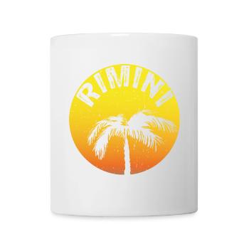 Autocollant RIMINI avec paume - Mug blanc - blanc - Devant