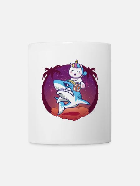 Unicorn Riding a Shark - Mug - white