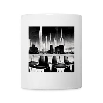 futuristic city scene in fifties style - Mug - white - Front