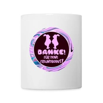 Danke für Deine Freundschaft - Kaninchen Paar - Tasse - Weiß - Vorne