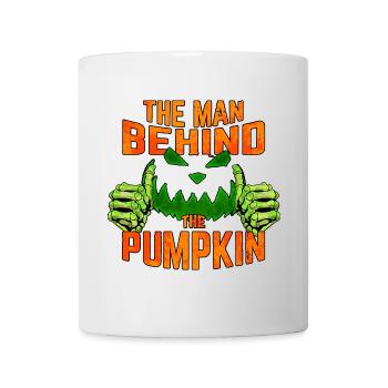 Funny Halloween Shirt Man behind the pumpkin - Tasse - Weiß - Vorne