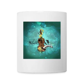 Wunderbare Geige mit Klavier und Blumen. - Tasse - Weiß - Vorne