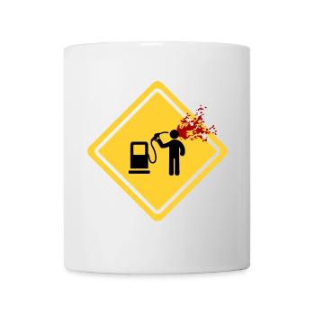 Gefahr: Tankstelle - Tasse - Weiß - Vorne