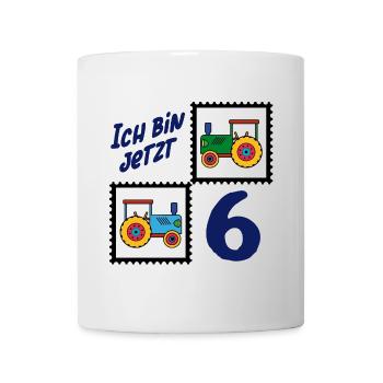 Ich bin sechs Jahre – 6. Geburtstag mit Traktoren - Tasse - Weiß - Vorne