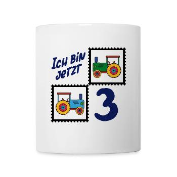 Ich bin drei Jahre – 3. Geburtstag mit Traktoren - Tasse - Weiß - Vorne