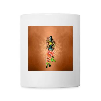 Stunning snake with flowers. - Mug - white - Front
