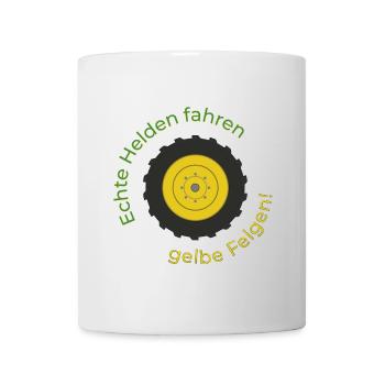 Echte Helden fahren gelbe Felgen! - Tasse - Weiß - Vorne