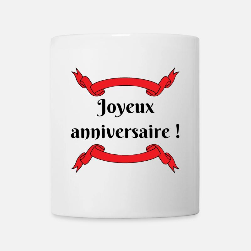 Joyeux Anniversaire, rubans rouges, fête - Mug blanc - blanc