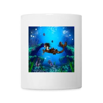Wunderbares Steampunk-Seepferdchen auf dem Meer - Tasse - Weiß - Vorne