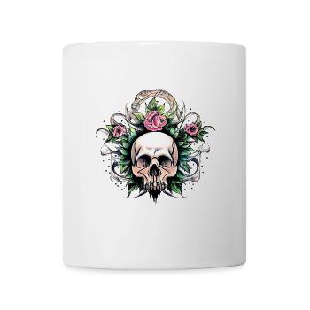 Floral Skull Crown Tattoo Art - Mug - white - Front