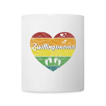 Zwillingsmama Mama von Zwillingen retro vintage - Tasse - Weiß - Vorne