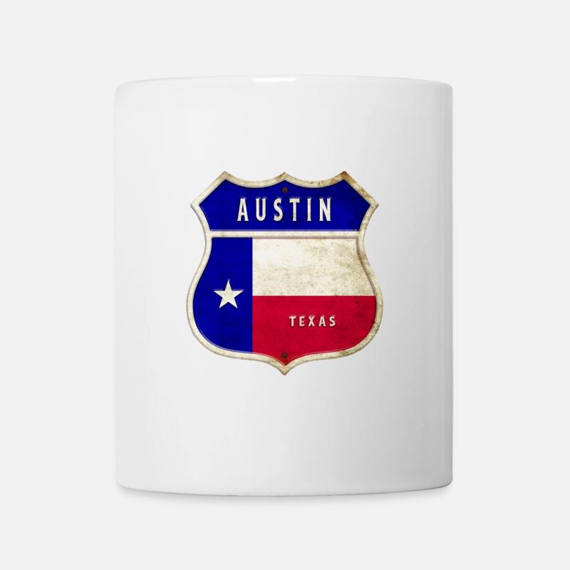 Austin Texas Wappen Flaggen Design - Tasse - Weiß