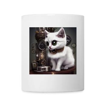 Kleine Steampunk-Katze - Tasse - Weiß - Vorne