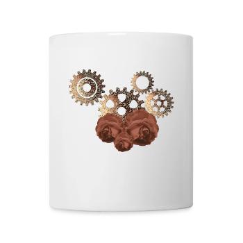 tolle steampunk mode, Zahnräder und Rosenmuster - Tasse - Weiß - Vorne