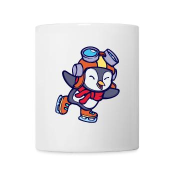 Cool Mignon Pingouin Animal Oiseau Patinage sur glace Froid - Mug blanc - blanc - Devant