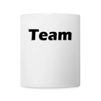 Monochrome Lern-Typo Design: Team - Tasse - Weiß - Vorne