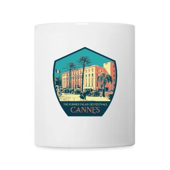 Illustration rétro, Palais des Festivals à Cannes - Mug blanc - blanc - Devant