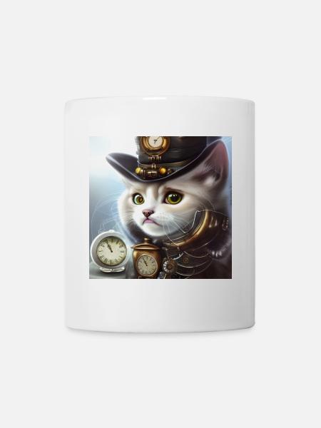 Chaton steampunk mignon - Mug blanc - blanc