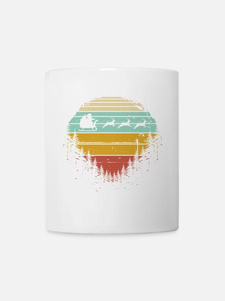 Retro Sled Dogs in Sunset Pines - Mug - white