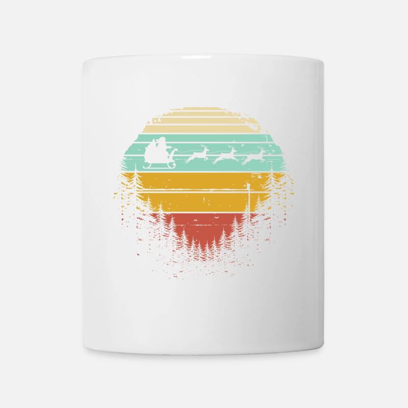 Retro Sled Dogs in Sunset Pines - Mug - white