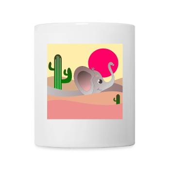 ELEPHANT DESERT LANDSCAPE - CACTI - Mug - white - Front