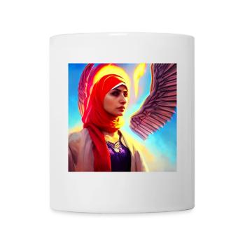 Kopftuch Mädchen mit Engelsflügeln Kunst - Tasse - Weiß - Vorne