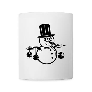 Schneemann mit Kugeln Weihnachten Illustration - Tasse - Weiß - Vorne