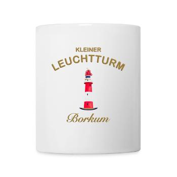 Borkum Kleiner Leuchtturm, Wahrzeichen, goldfarben - Tasse - Weiß - Vorne