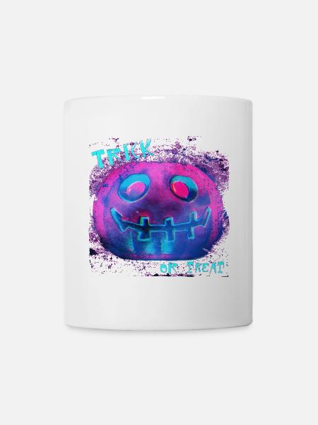 Neon Pumpkin Trick Or Treat - Mug - white