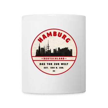 Hamburg Skyline Vintage Abzeichen - Tasse - Weiß - Vorne
