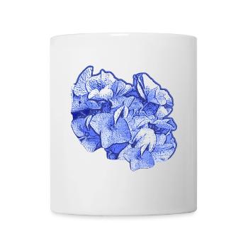 gartenblumen, frühlingsmotive blumen, Hortensie - Tasse - Weiß - Vorne