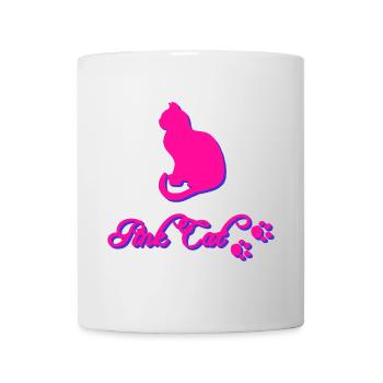Pink cat, Tier tatzen, silhouetten - Tasse - Weiß - Vorne