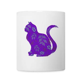 sitzende katze, gemustert, Blumen Outfits - Tasse - Weiß - Vorne