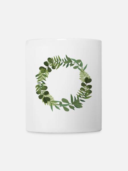 Green wreath of leaves - Mug - white