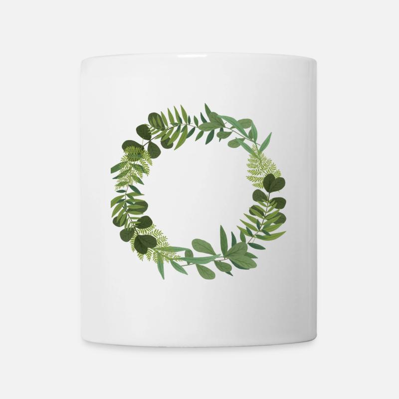 Couronne verte de feuilles - Mug blanc - blanc
