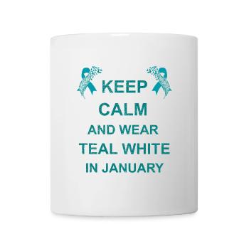 Cervical Cancer Keep Calm Wear Teal White January - Tasse - Weiß - Vorne
