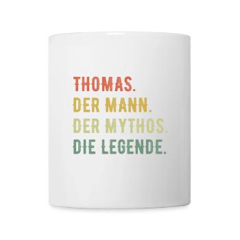 Thomas Tom Vorname Der Mann Der Mythos Die Legende - Tasse - Weiß - Vorne