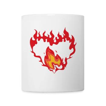 Symbolisches Flammendes Herz - Tasse - Weiß - Vorne