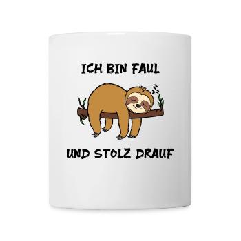 Schlafen Statement Dschungel Faultier Faul Tier - Tasse - Weiß - Vorne