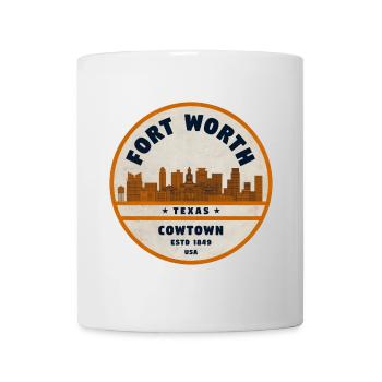 Fort Worth Cowtown Skyline Emblem - Mug - white - Front