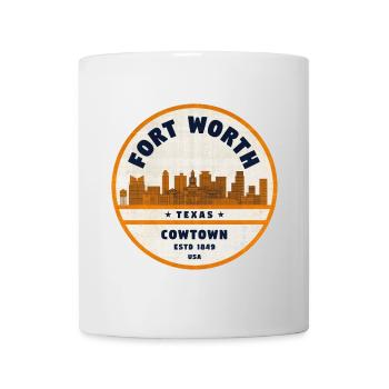 Fort Worth Cowtown Emblem Skyline - Mug - white - Front