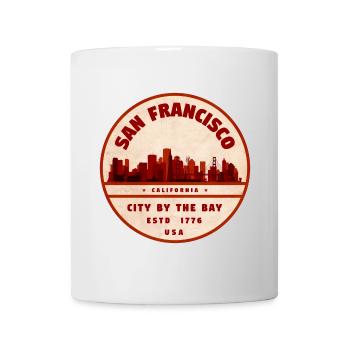 Insigne vintage du paysage urbain de San Francisco - Mug blanc - blanc - Devant