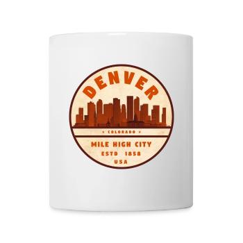 Denver Skyline Vintage Abzeichen - Tasse - Weiß - Vorne