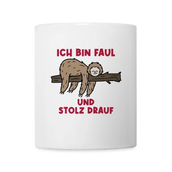 Faultier Humorvoll Statement Urwald Tier Säugetier - Tasse - Weiß - Vorne